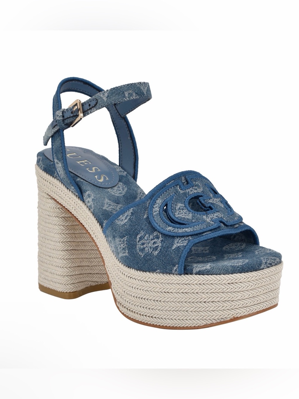 Guess Women’s Formaly G Cutout Fabric Logo Platform Espadrille Sandals